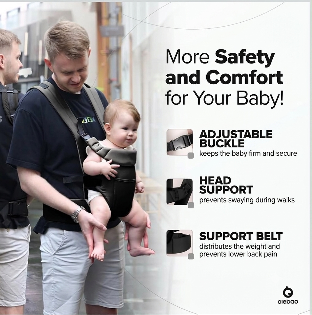 Kidspark Aiebao premium baby carrier | padded straps | M position sit| built in teether