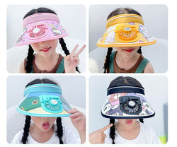 Stay Cool and Stylish with our Animal-Themed Summer Sun Visor Cap: Adjustable Strap and Built-in Fan - Kidspark