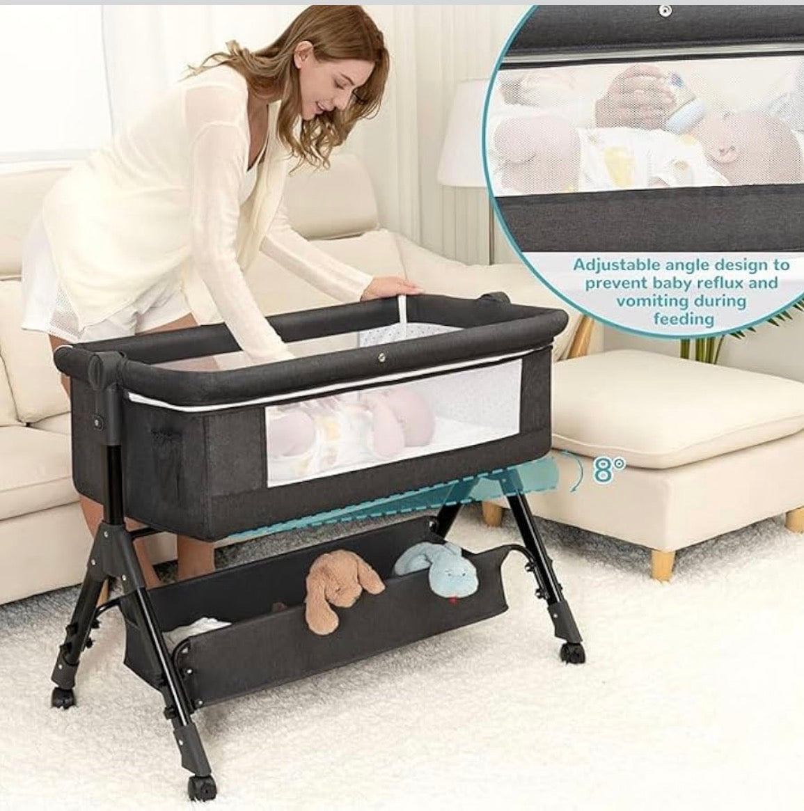 Kidspark Baby bassinet | 6 in 1 | cradle/cot | adjustable | storage