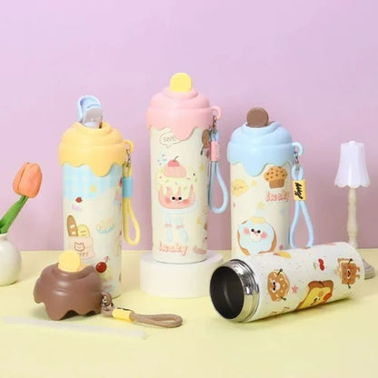 Ice cream desert stainless steel  water bottle | 600 ml | 2 in 1 spout