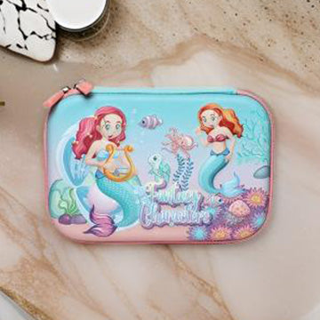 School Kids Hard Case mermaid Print Pencil Pouch big size