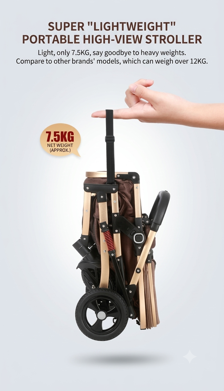 KIDSPARK Éclat | 2 in 1 baby stroller | convertible bassinet | One hand fold | premium shock absorption