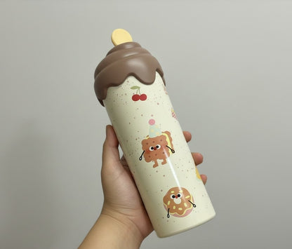 Ice cream desert stainless steel  water bottle | 600 ml | 2 in 1 spout