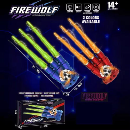 Retractable Firewolf Claw Toy with Spinning Spark Colorful Light Battle Toy