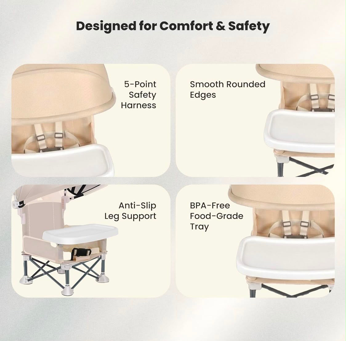 Kidspark Beachy Highchair | food tray | very portable | canopy | detachable