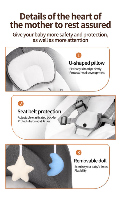Baby Swing for Infants, Bluetooth Infant Swing with Music Speaker, Bluetooth Remote Control Timing Function with 5 Speeds, 3 Seat Positions,10 Music, 5 Point Harness Belt