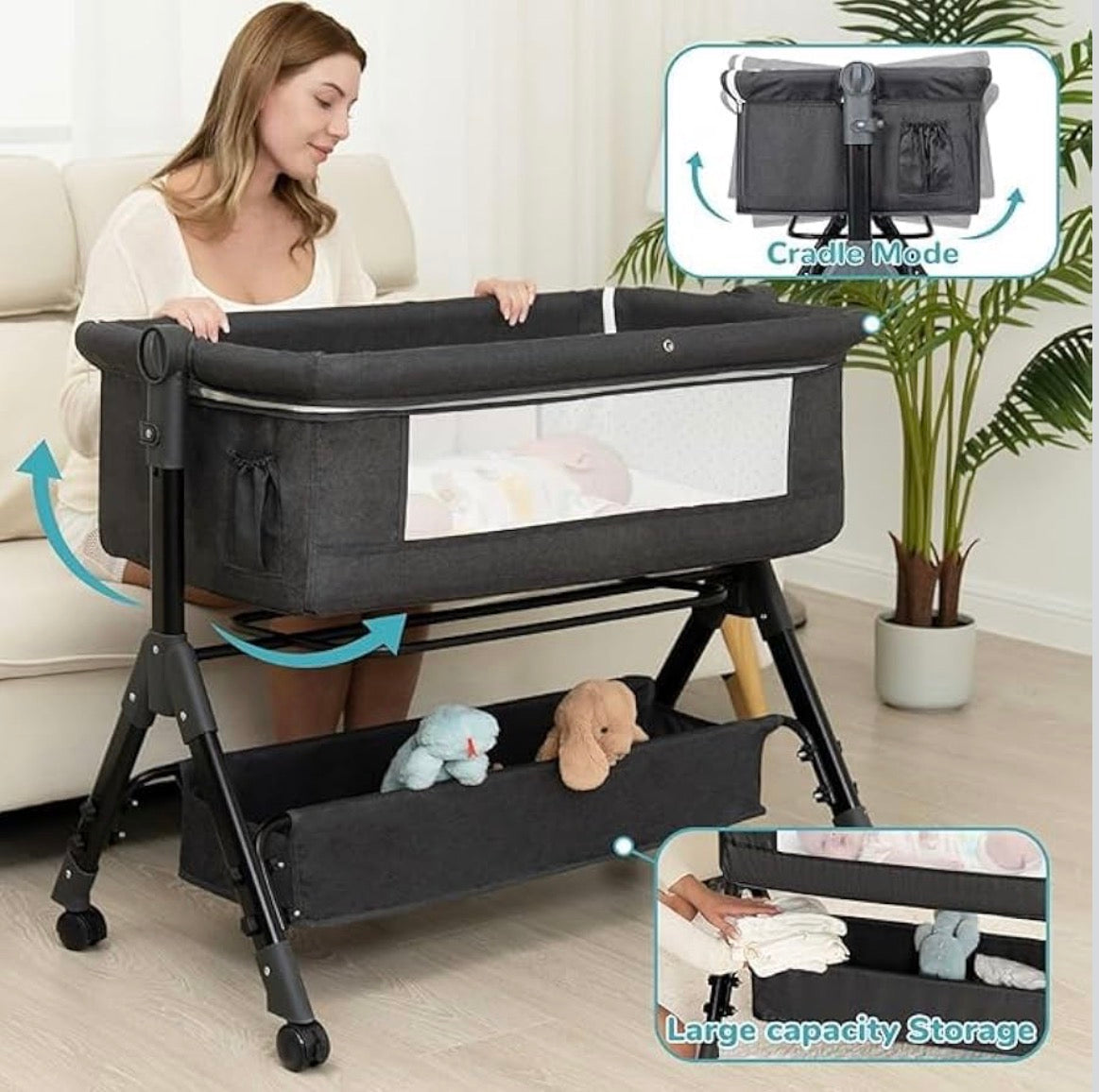 Kidspark Baby bassinet | 6 in 1 | cradle/cot | adjustable | storage
