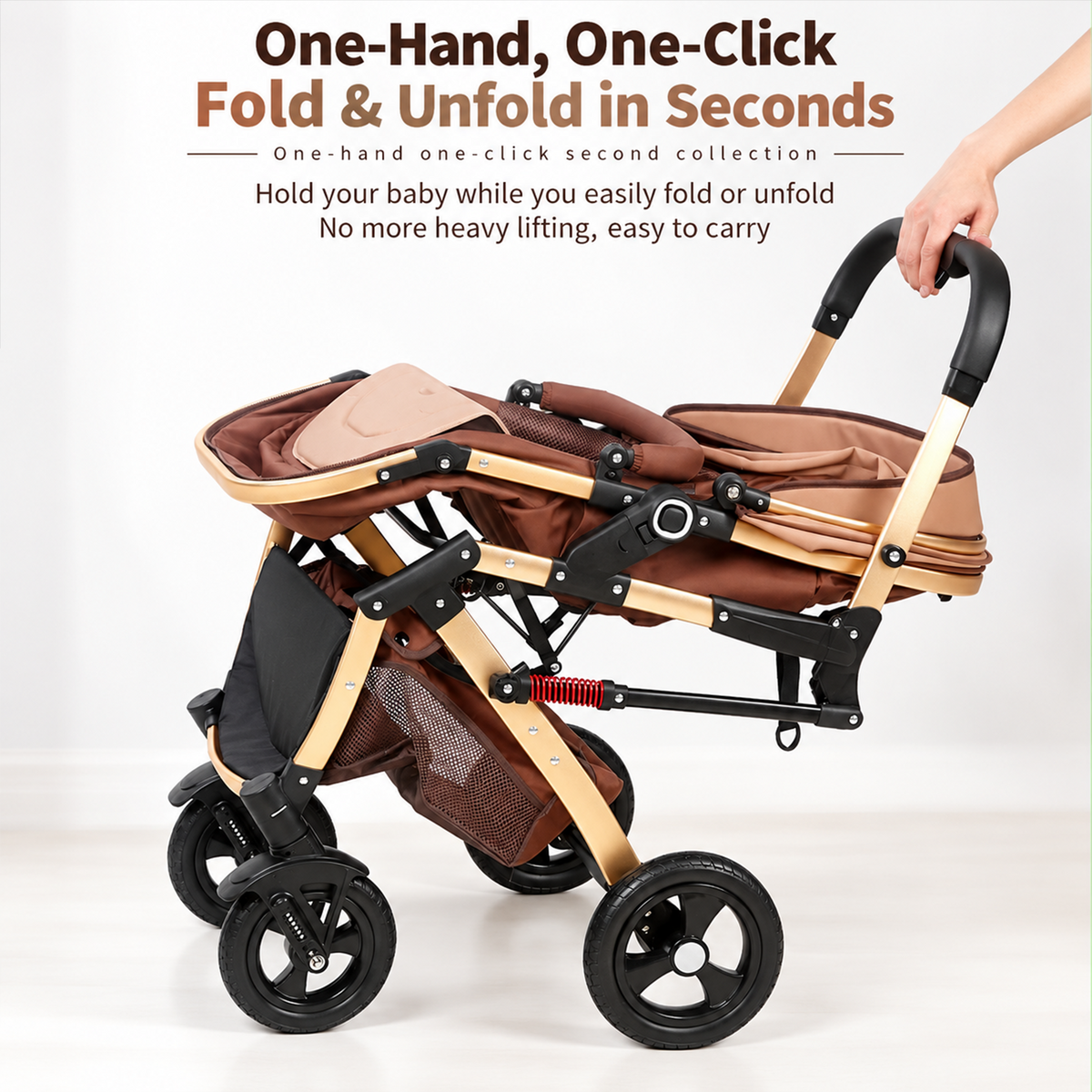 KIDSPARK Éclat | 2 in 1 baby stroller | convertible bassinet | One hand fold | premium shock absorption