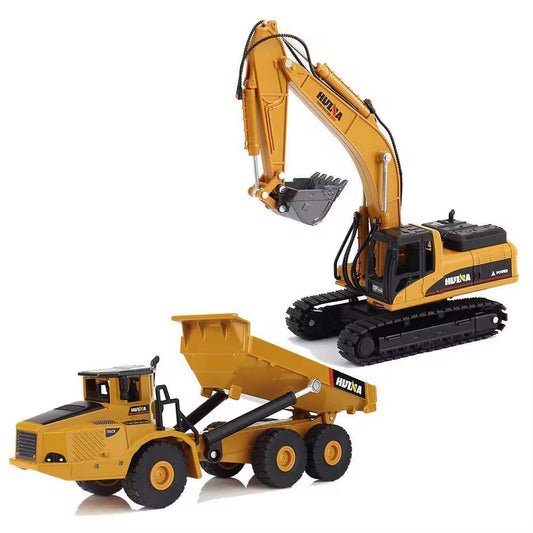HUINA 1611 1:50 metal diecast excavator & dump truck static model