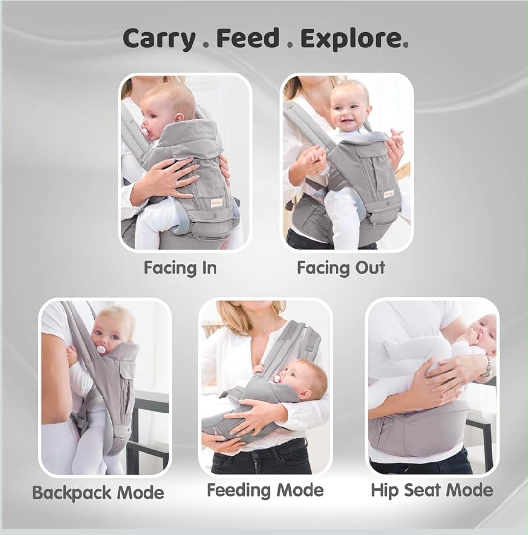 Kidspark carry me premium baby carrier | cushioned strap | bottle holder | hip seat