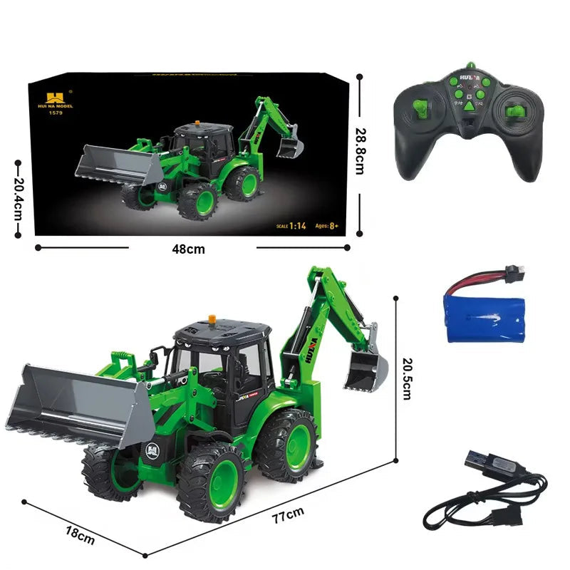 HUINA 9 CH 1579 1:14 REMOTE CONTROL BACKHOE LOADER (2025 MODEL)
