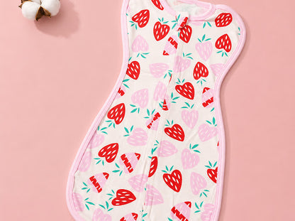 Kidspark Sleepie Pro | strawberry Premium Baby Swaddle Wrap | 1 TOG | Soft Breathable Newborn Sleep Sack | Anti-Startle Sleep Wrap | 0-6 month
