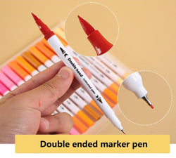 Coloring Pens Set with 12 Colors, Dual Tip Brush Pens and Fine Point of 0.4mm & 2 mm - Kidspark