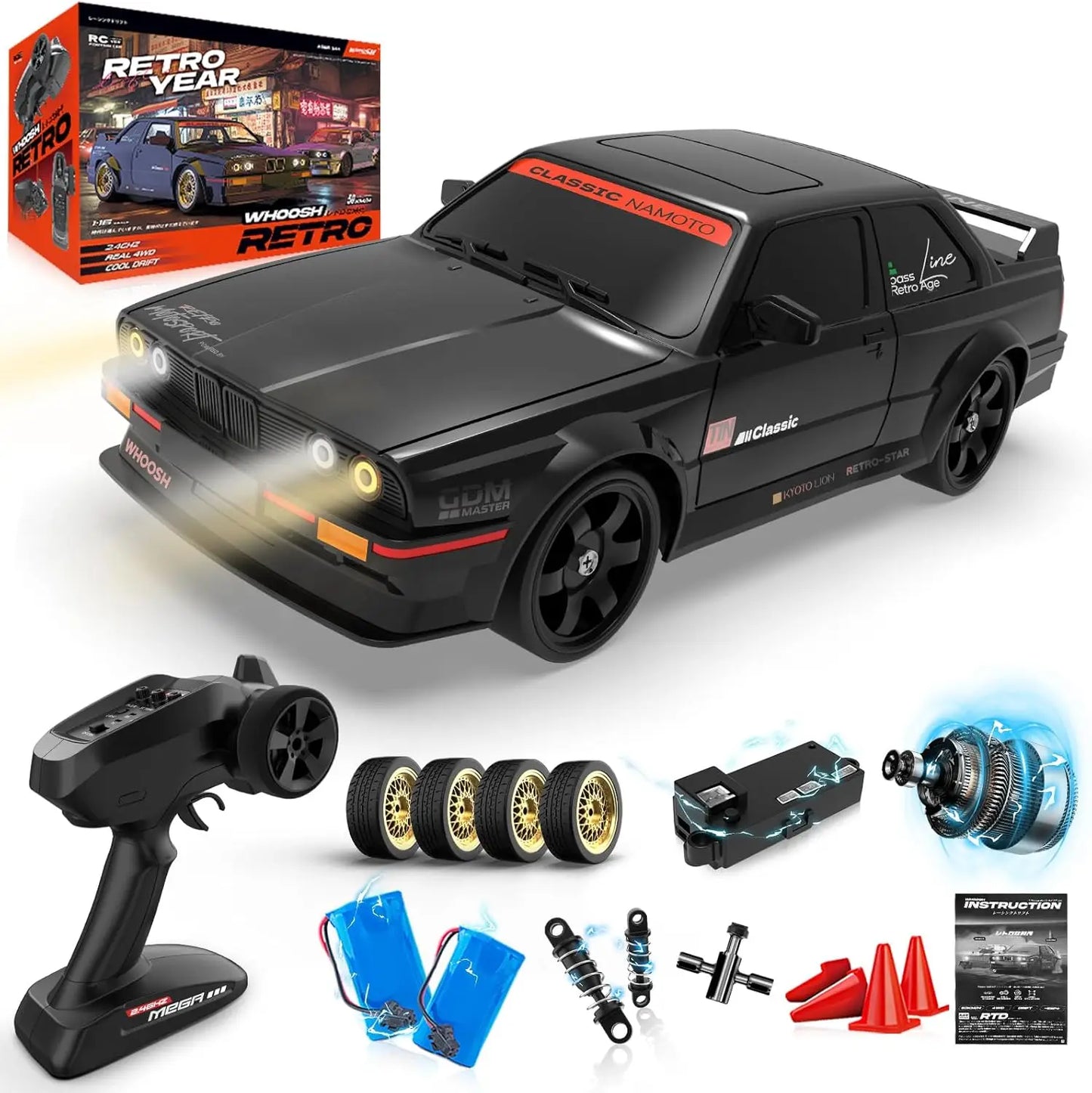 Whoosh metal RC car ( BMW E30 RTR )  |1 : 16 | Gyro | 4WD | Drift | 50km/H