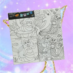 ZORSE Mermaid 4pc eight shades of Expression wooden frame canvas painting set 15 x 15cm - Kidspark