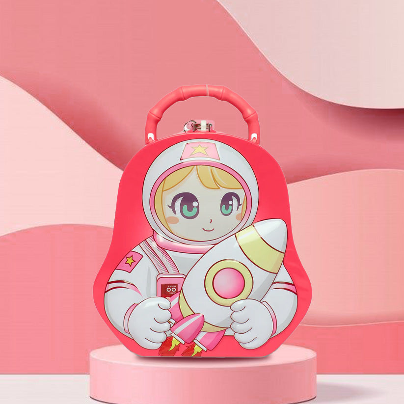 Astronaut money bank with lock & key for girls