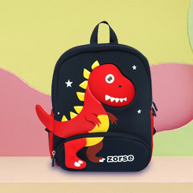 Zorse 3D red dino bag pack for kindergarten kids attractive and lovely backpacks small size (red)