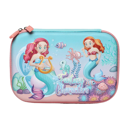 School Kids Hard Case mermaid Print Pencil Pouch big size