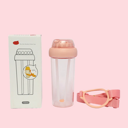 Dual sipper with strap slide to open bottle 560 mL (light pink) - Kidspark