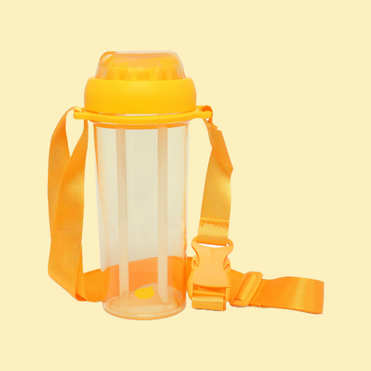 Dual sipper with strap slide to open bottle -560 mL (yellow)