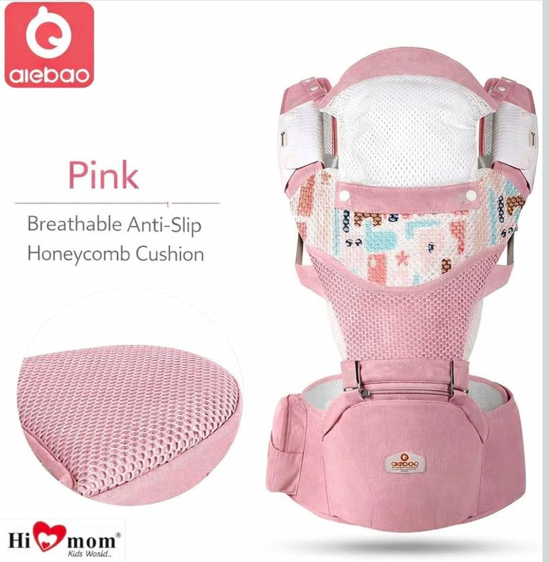 Aiebao premium baby carrier | hip seat | detachable head support | storage