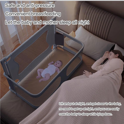 Kidspark 3 in 1 Bedside Crib | Cosleeping Crib | Folding Cot with Mosquito Net | Breathable Mesh Window| Adjustable Height