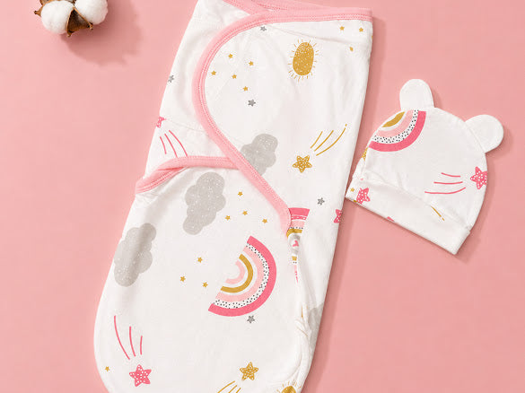 Kidspark new born bloom swaddle and cap set | 0-6 months | 0.5 TOG