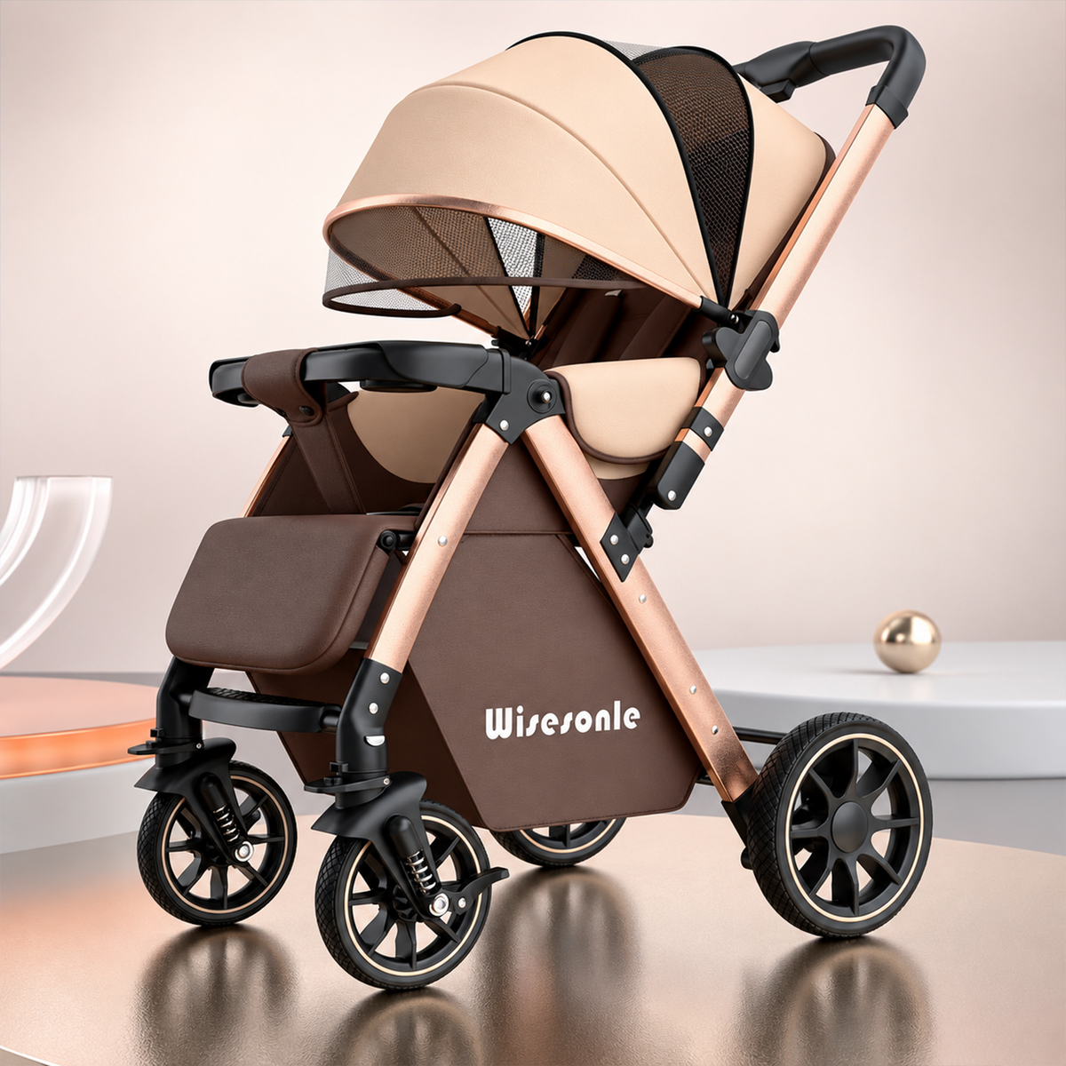 Kidspark Wisesonle stroller| High-view reversible seat | Storage | no bumps wheels | One click fold | Max ventilation