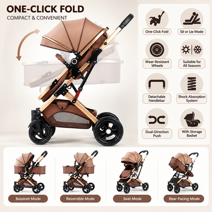 KIDSPARK Éclat | 2 in 1 baby stroller | convertible bassinet | One hand fold | premium shock absorption
