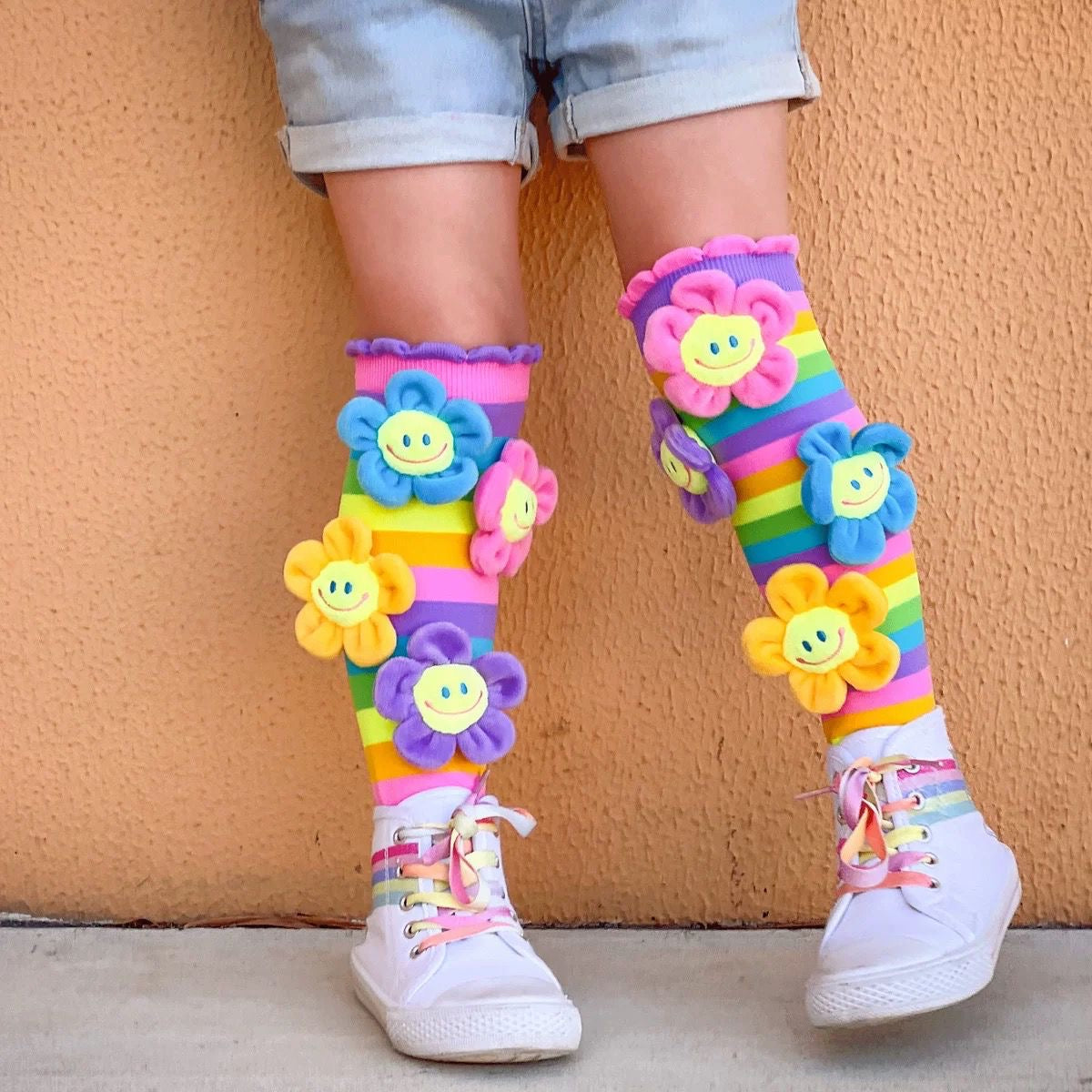 Premium quality 3D knee high sunflower socks for girls