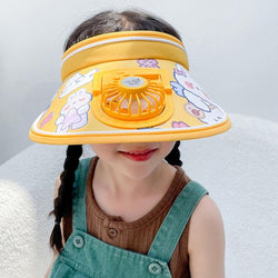Stay Cool and Stylish with our Animal-Themed Summer Sun Visor Cap: Adjustable Strap and Built-in Fan - Kidspark