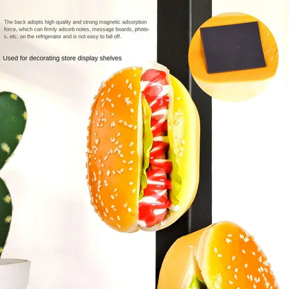 Realistic fake scented burger squishy with fridge magnet