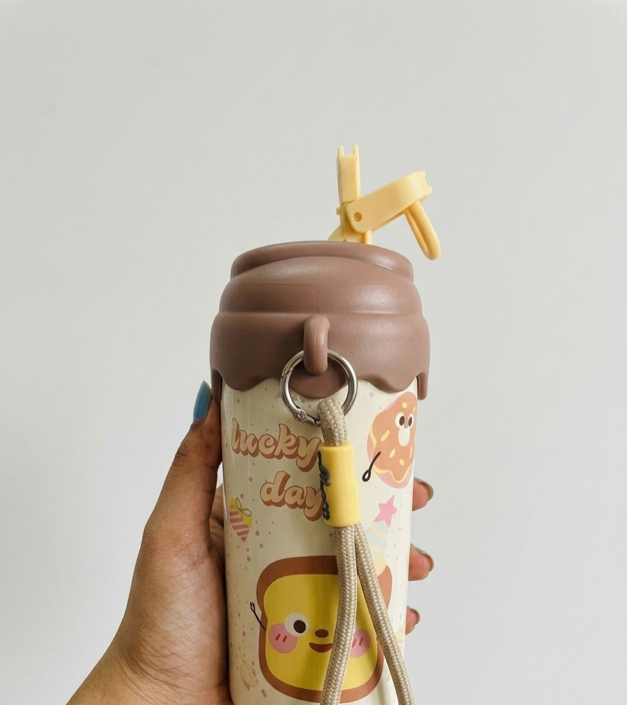 Ice cream desert stainless steel  water bottle | 600 ml | 2 in 1 spout