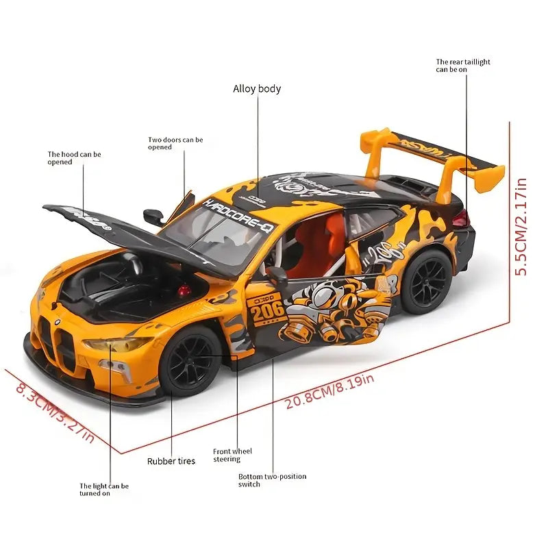 CCA 68296K BMW M4 GT3 1:24 Alloy Diecast Car Model – Yellow
