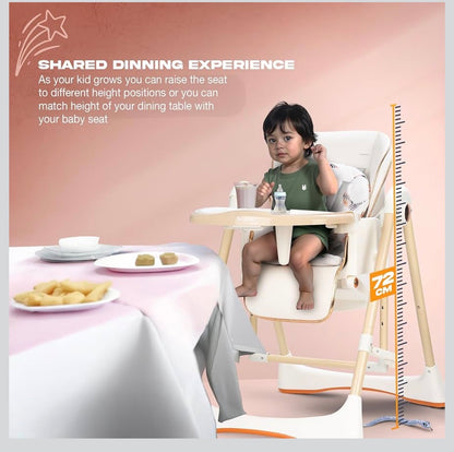 4-in-1  padded Convertible High Chair for Kids Adjustable Baby Feeding Chair with Swing | Recline | Detachable Tray | 5-Point Harness | Foldable Design | Multi-Height & Footrest Settings 6 Months to 5 Years | luxury