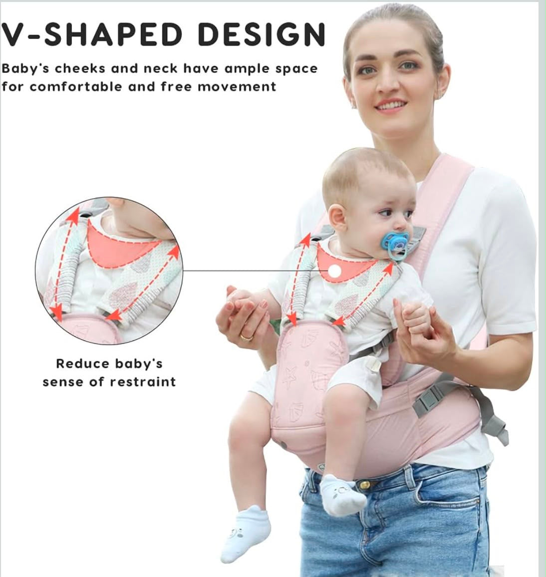 Kidspark M-V premium baby carrier | M shaped design | hip seat | 5 point protection