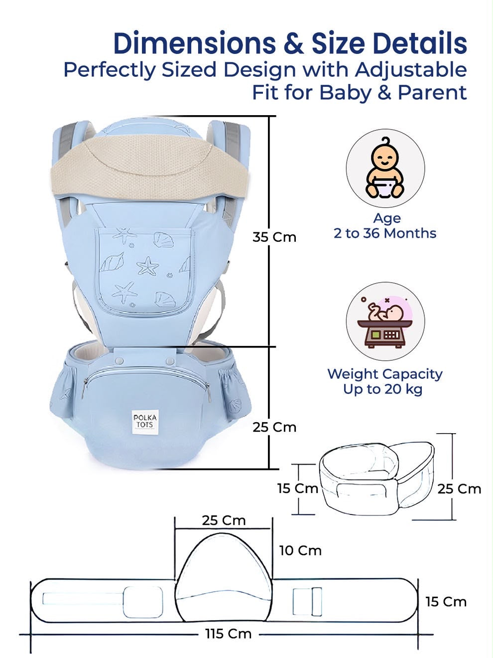 Kidspark loveme baby carrier | super adjustable | premium materials | cradle position