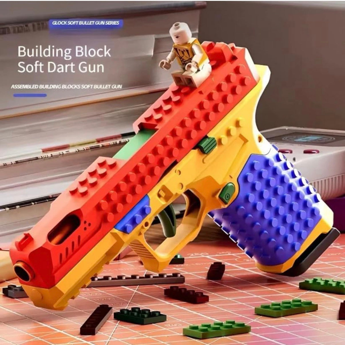 Building Block Semi-Auto Shell Ejecting Soft Bullet Toy Gun
