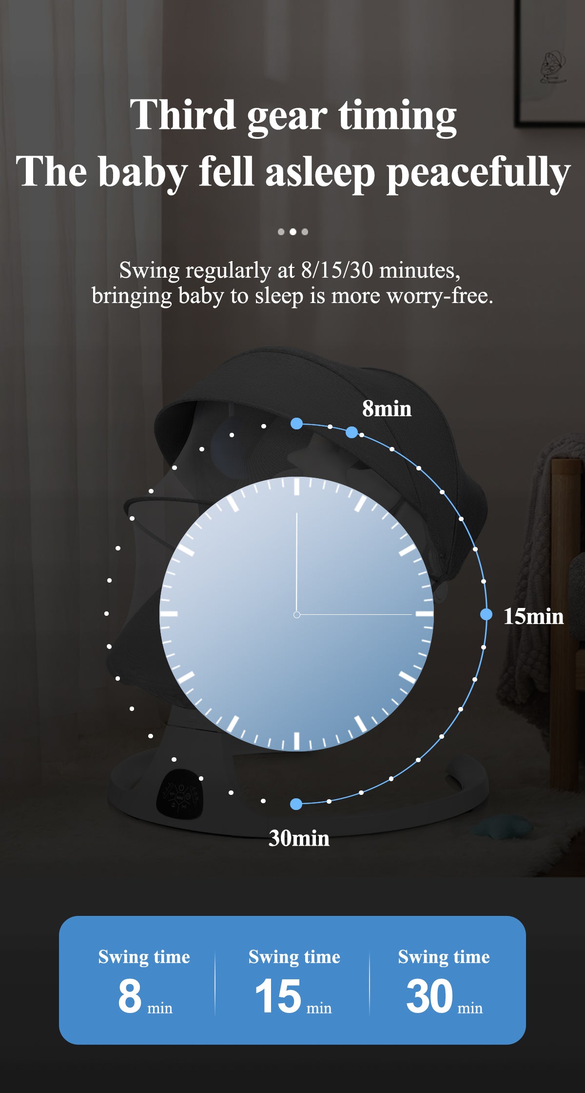 Baby Swing for Infants, Bluetooth Infant Swing with Music Speaker, Bluetooth Touch Screen/Remote Control Timing Function with 5 Speeds, 3 Seat Positions,10 Music, 5 Point Harness Belt