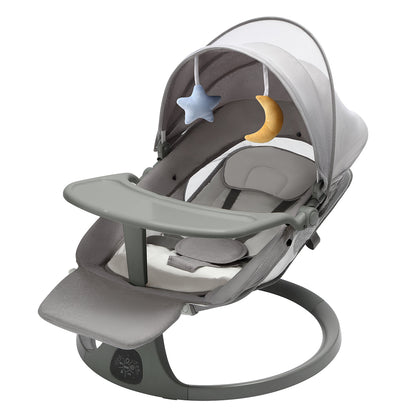 Baby Swing for Infants, Bluetooth Infant Swing with Music Speaker, Bluetooth Remote Control Timing Function with 5 Speeds, 4 Seat Positions,10 Music, 5 Point Harness Belt, recliner