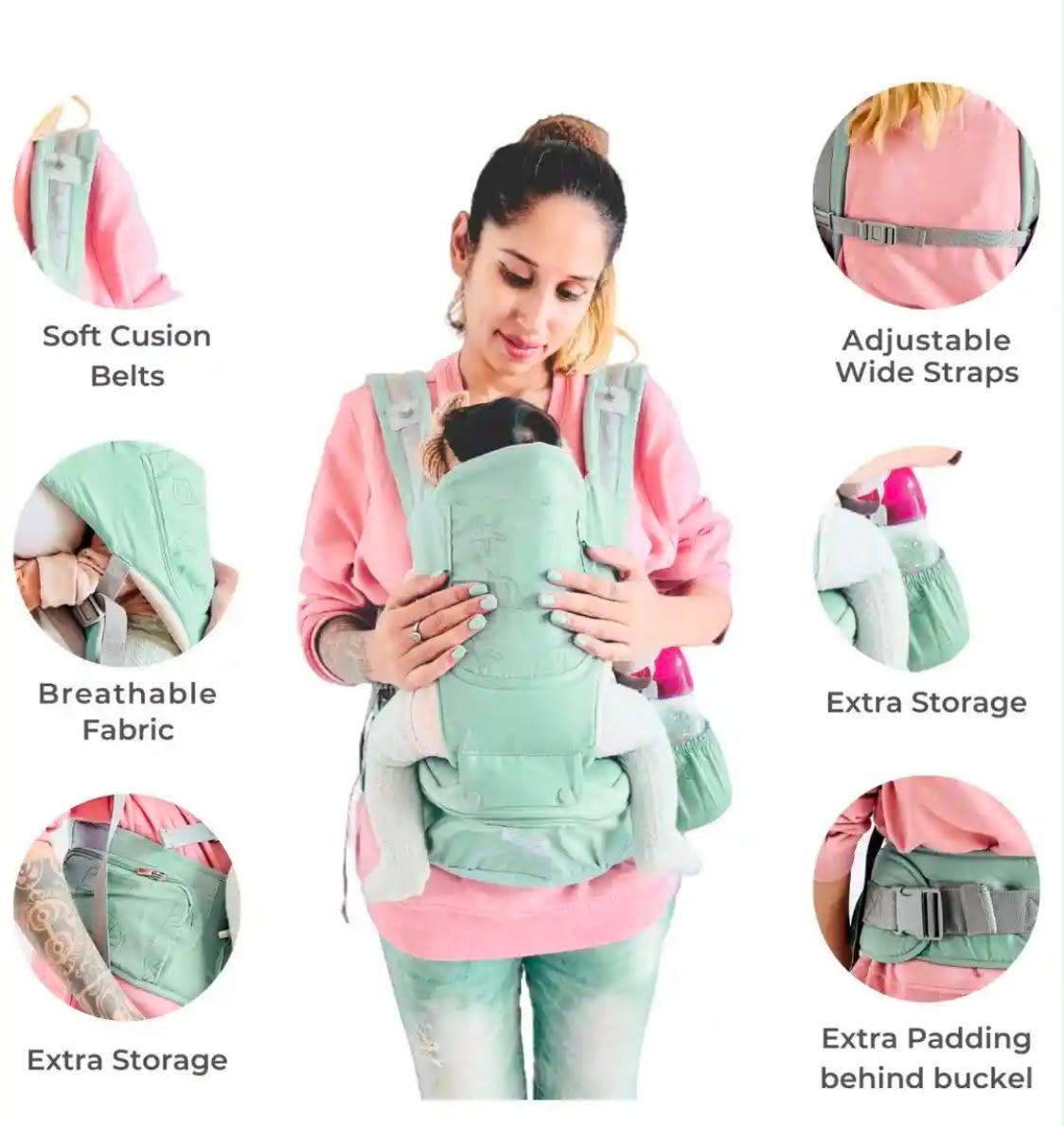 Kidspark loveme baby carrier | super adjustable | premium materials | cradle position