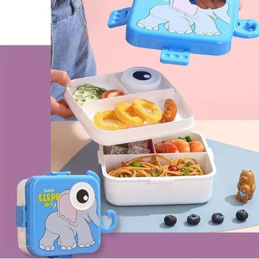 EYE elephant, plastic,5 compartment leak- proof, 800 ml lunchbox (BPA Free) - Kidspark