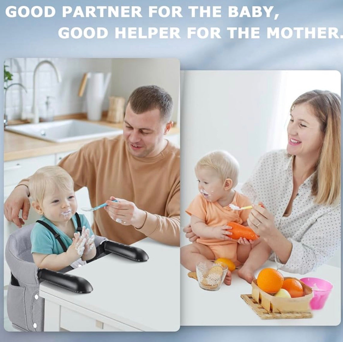 Kidspark baby high chair | hook on | portable | storage