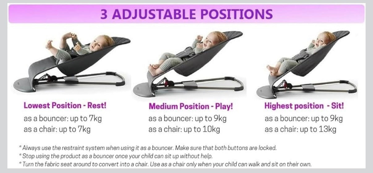 Kidspark Infant Natural Swing Bouncer | Compact | Foldable and Multi Recline Back | Removable Toybar/Fidget Bar | 0-9 months