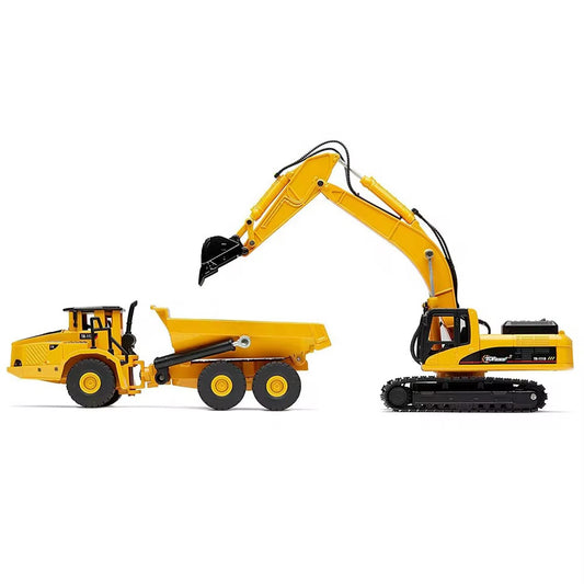 HUINA 1611 1:50 metal diecast excavator & dump truck static model