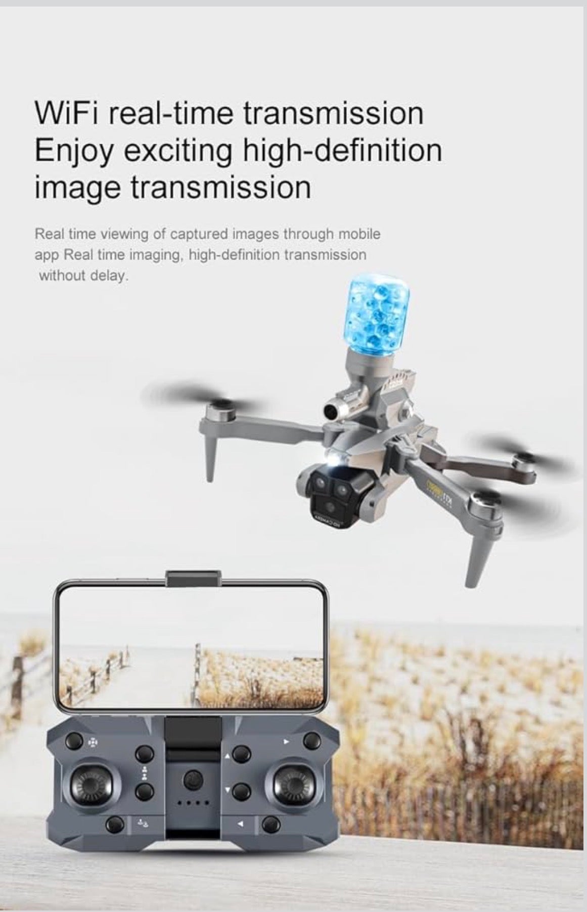 K11 MAX Folding Brushless Drone 3-Len Optical Flow RC Aircraft Aerial Photo Quadcopter Toy with Water Blaster Launch, Single Battery