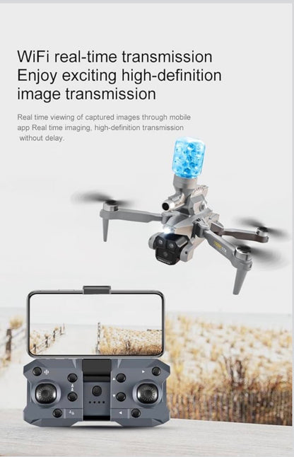 K11 MAX Folding Brushless Drone 3-Len Optical Flow RC Aircraft Aerial Photo Quadcopter Toy with Water Blaster Launch, Single Battery