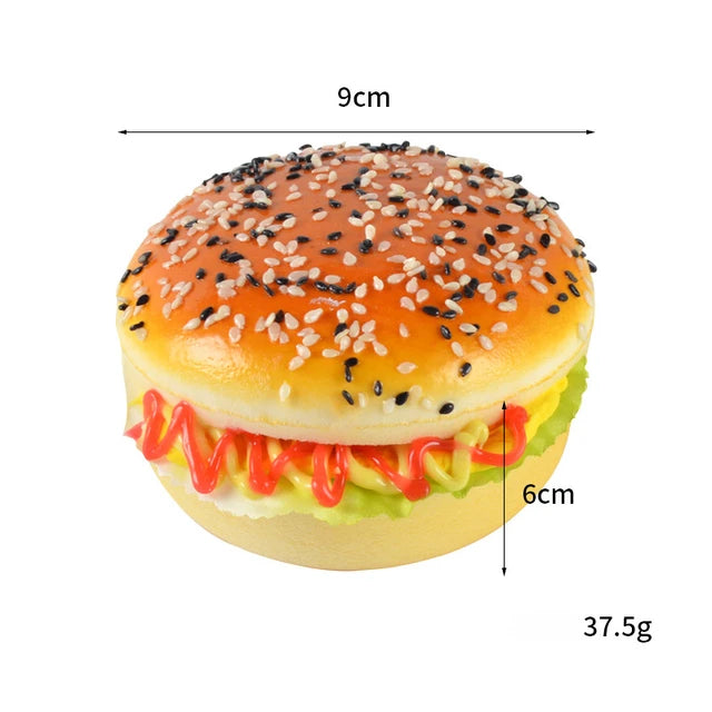 Realistic fake scented burger squishy with fridge magnet