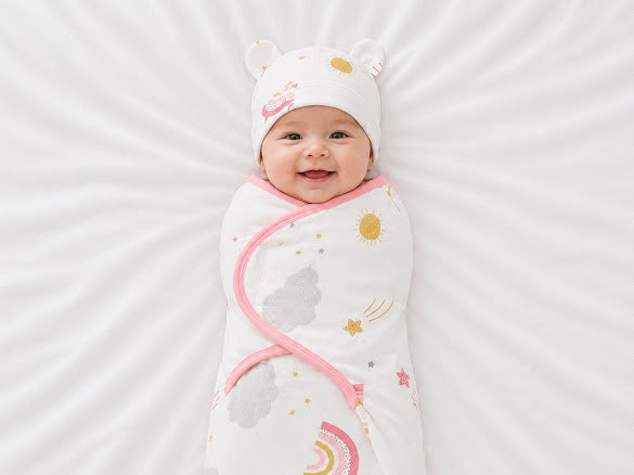 Kidspark new born bloom swaddle and cap set | 0-6 months | 0.5 TOG