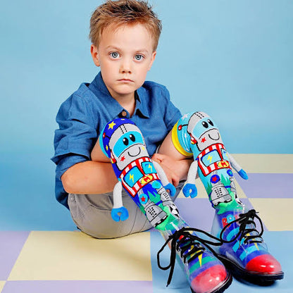 Premium quality 3D knee high robot socks for boys